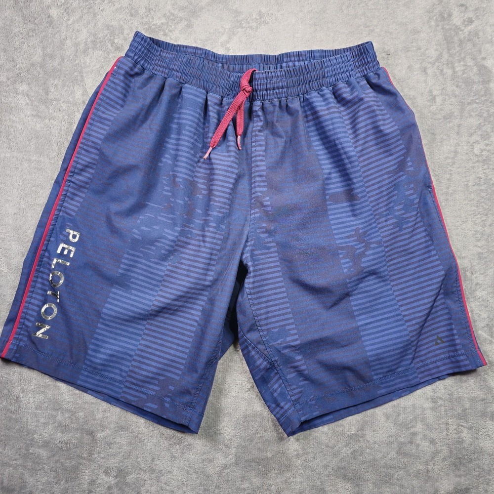 Solfire Peloton Shorts Mens Medium Blue Athletic Running Stretch Waist Logo